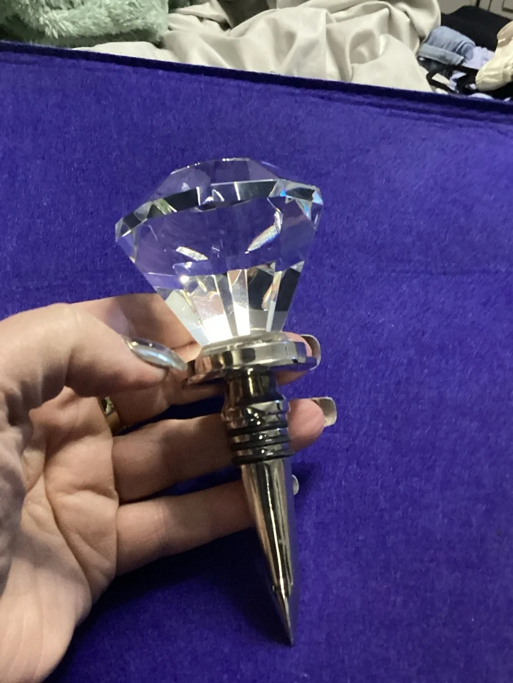 Mango Moon - Crystal Doorknob - Wine Bottle Stopper - Never Used - Ex Cond